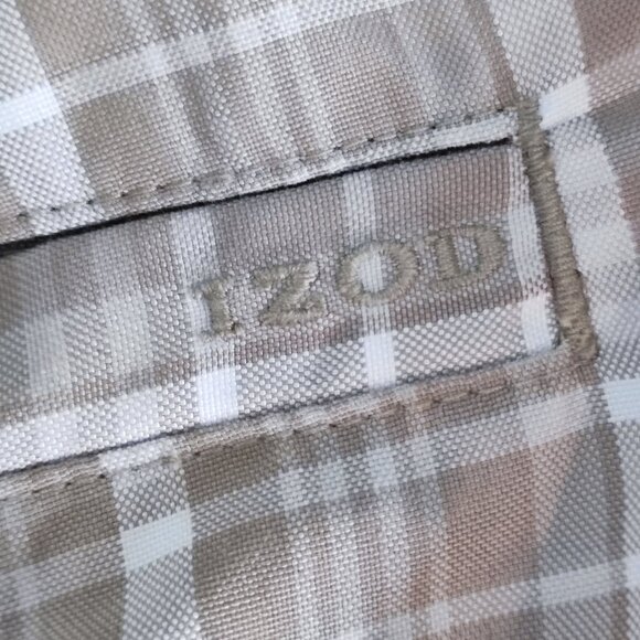 Izod X.F.G flat front Golf shorts light brown grey checkered men's size 36 - Picture 9 of 13